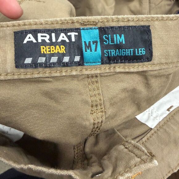 Ariat Rebar M7 Slim Straight DuraStretch Work Pants 34x32 Khaki - Picture 4 of 8